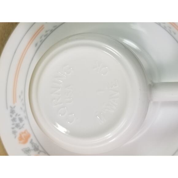 Corelle Teacup & Saucers Corning Apricot Grove Fine China USA x2 Vintage - Picture 10 of 15
